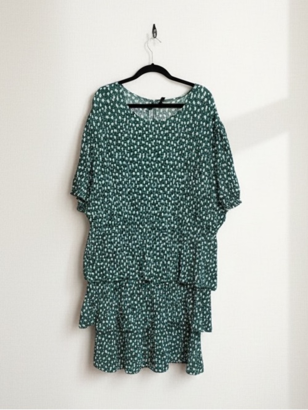 Divided H&M Green Floral Tiered Babydoll Lined Stretchy Plus Size 4XL